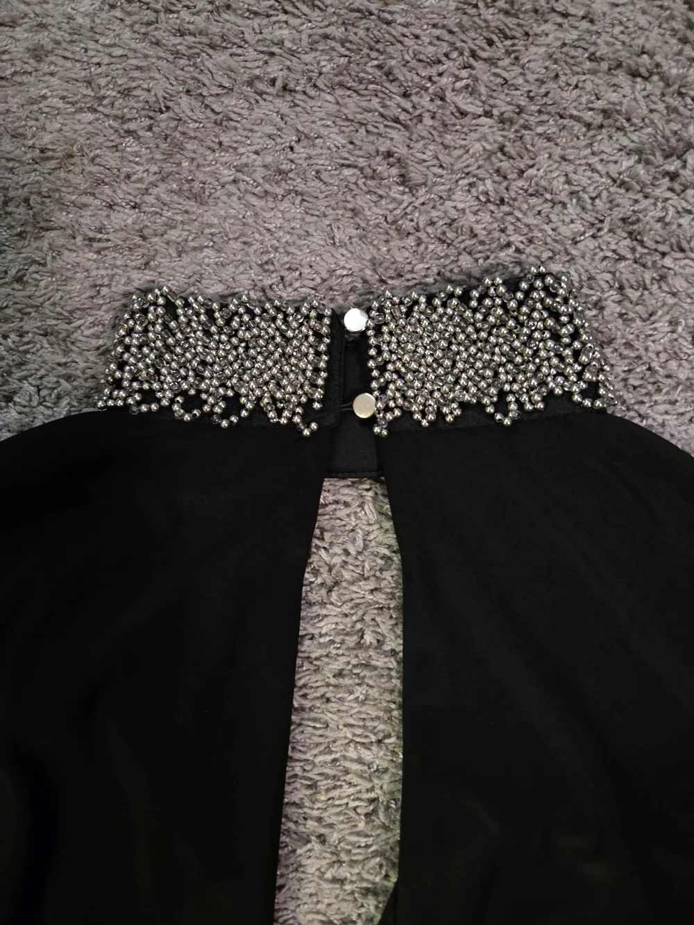 Lipsy Black Long-Sleeve Bodysuit with Embellished Collar